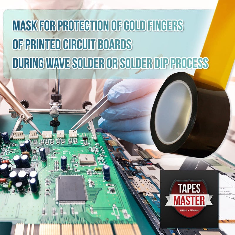Tapes Master 3/8" x 36 Yds 1 Mil Polyimide High Temperature Heat Resistant Tape with Silicone Adhesive, No Residue - Image 2